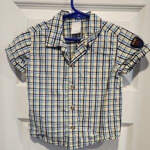 Wonderkids Blue and Yellow Casual Button Down Shirt